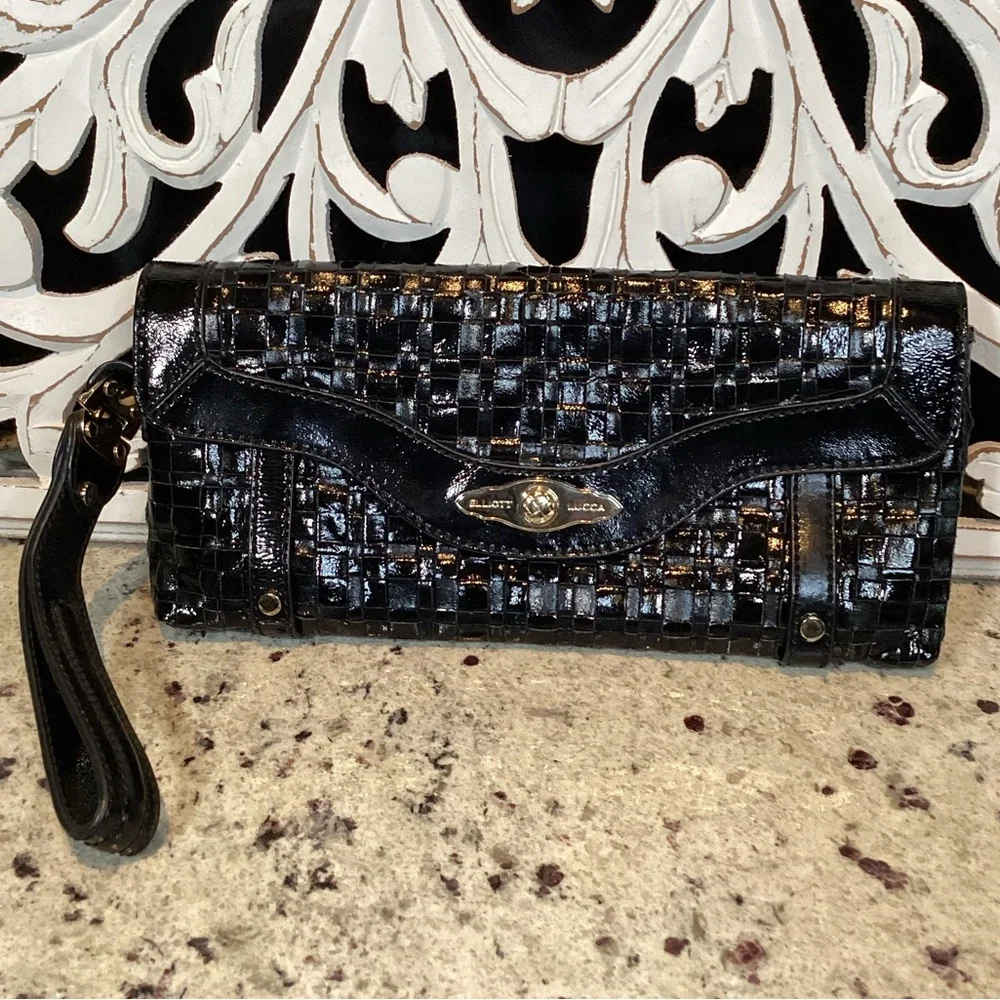 Elliot Lucca Black Leather Weave Bag